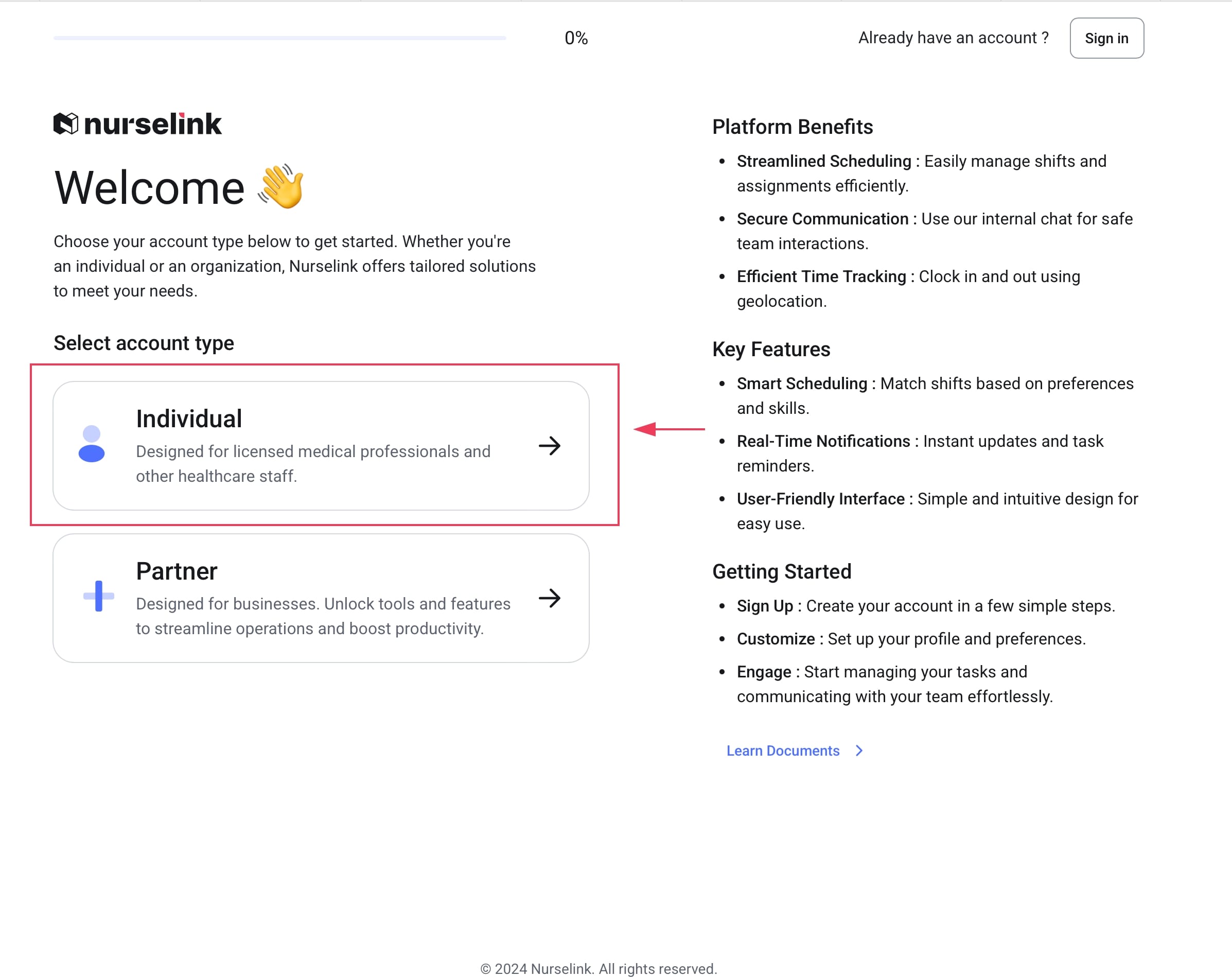 Sign up։ Individual