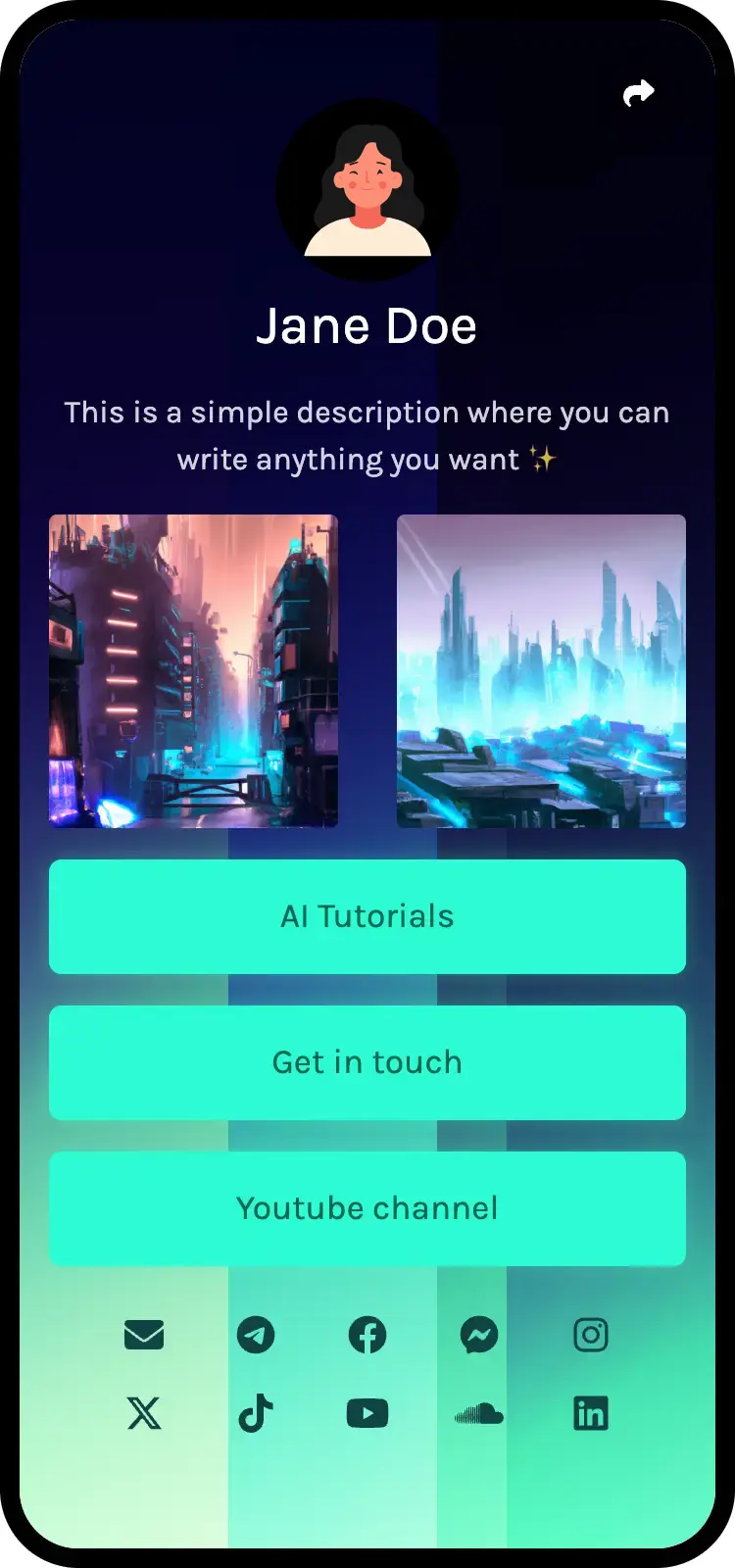 Screenshot of biolink page examples