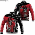 Atlanta Falcons Black Red Skull Baseball Jacket