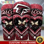 Custom Name NFL Atlanta Falcons Tumbler Mickey Tumbler For Couples This Valentine