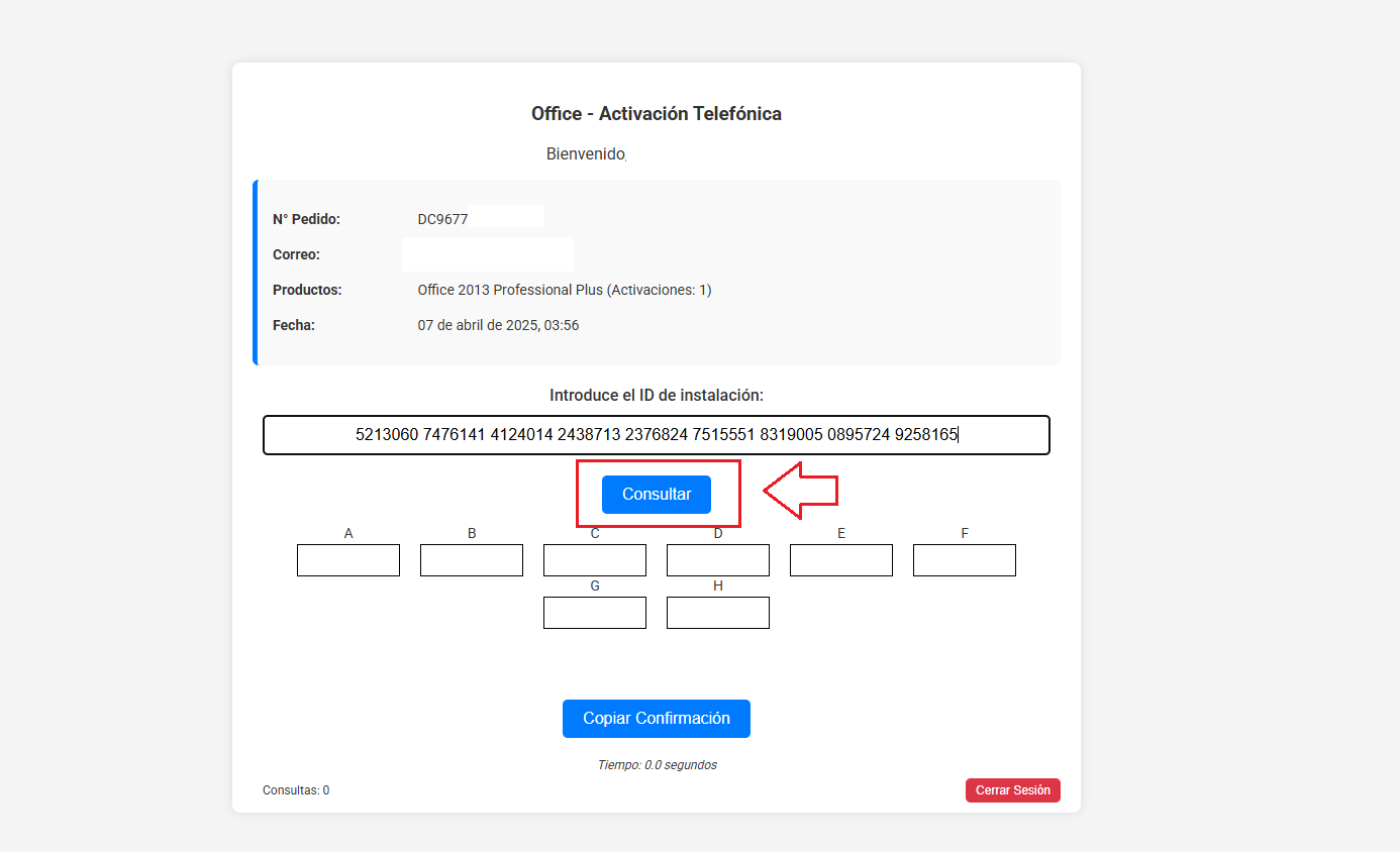 Consultar ID de instalación en CIDMS