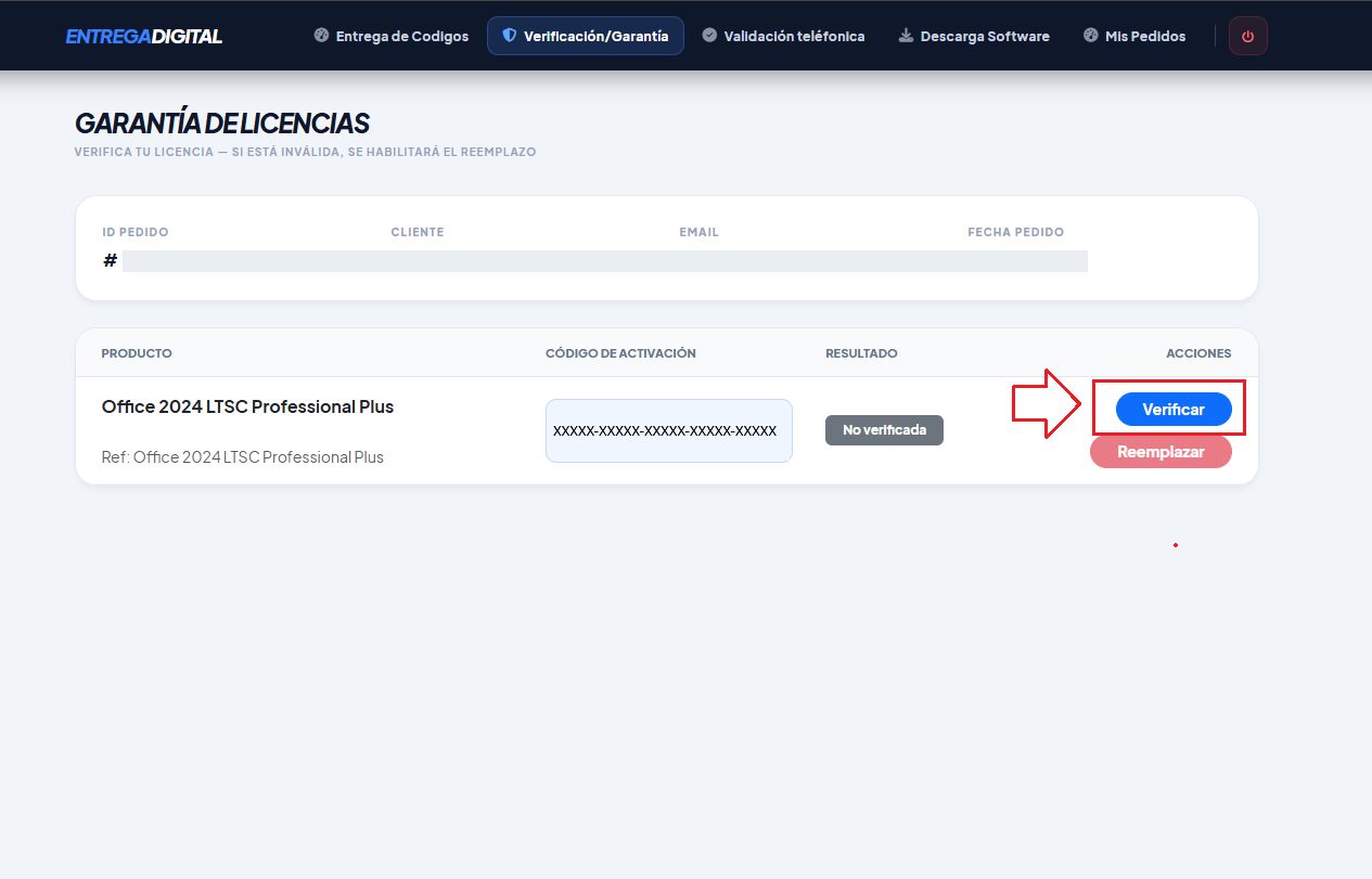 Botón verificar garantía
