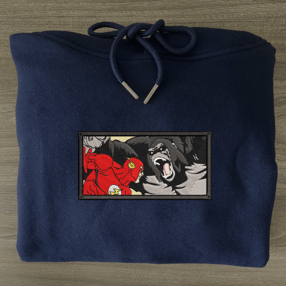 Flash vs Gorilla Embroiderd Hoodie Navy (3)