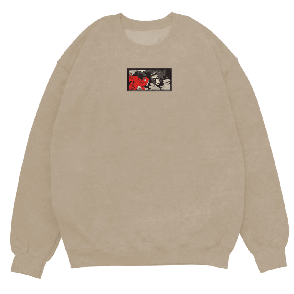 Flash vs Gorilla Embroiderd Sweatshirt Sand