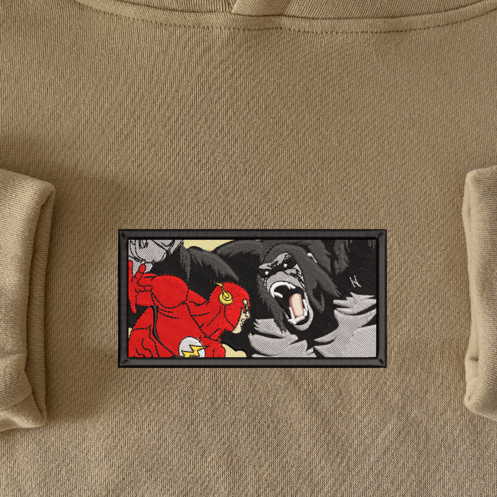 Flash vs Gorilla Embroiderd Hoodie Sand (2)