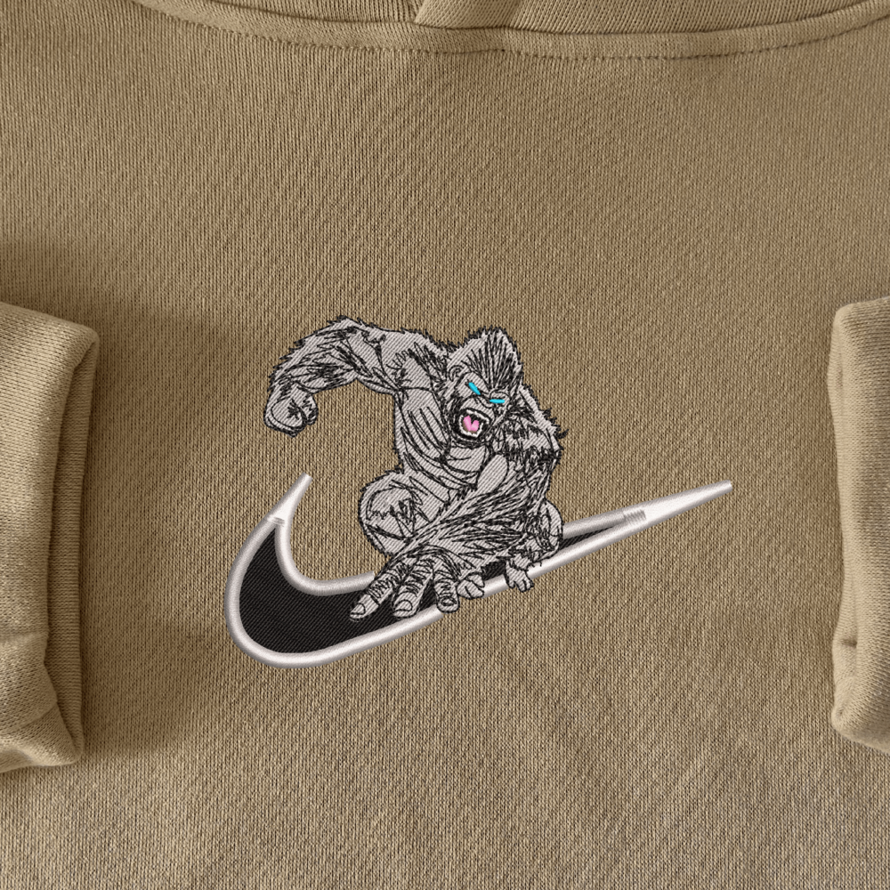 Telepathic Beast Embroidered Hoodie Sand (1)