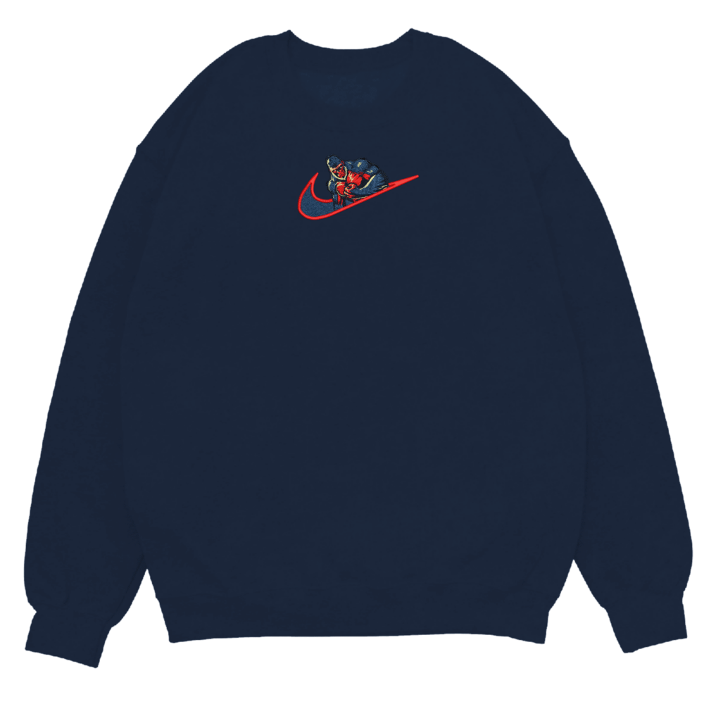 Grodd Navy Red Embroidered Sweatshirt Navy