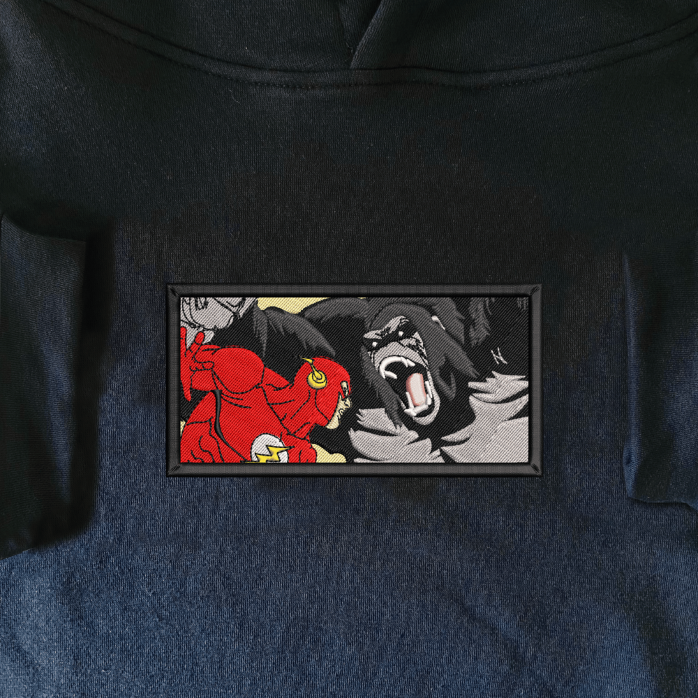 Flash vs Gorilla Embroiderd Hoodie Navy (1)