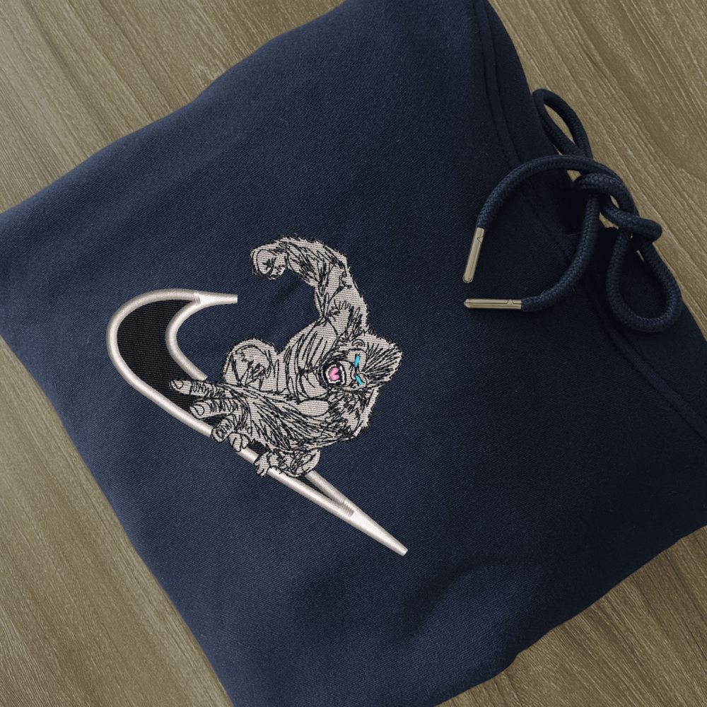 Telepathic Beast Embroidered Hoodie Navy (1)