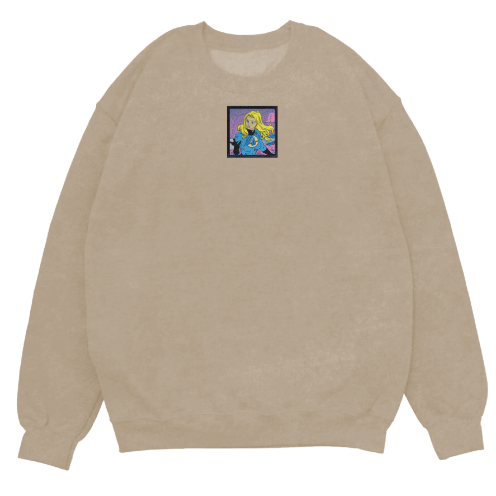 Invisible Woman Art Embroidered Sweatshirt Sand