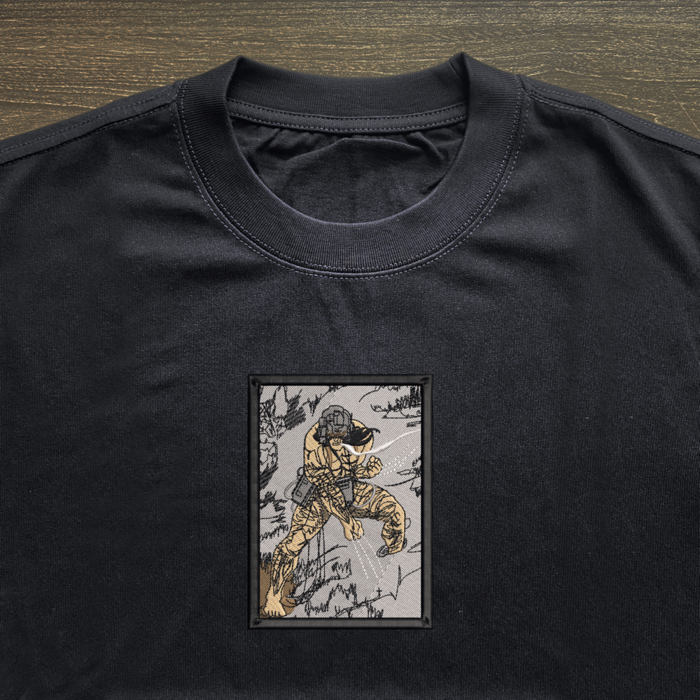 weapon X wolverine Art Embroidered Black T shirt (3)