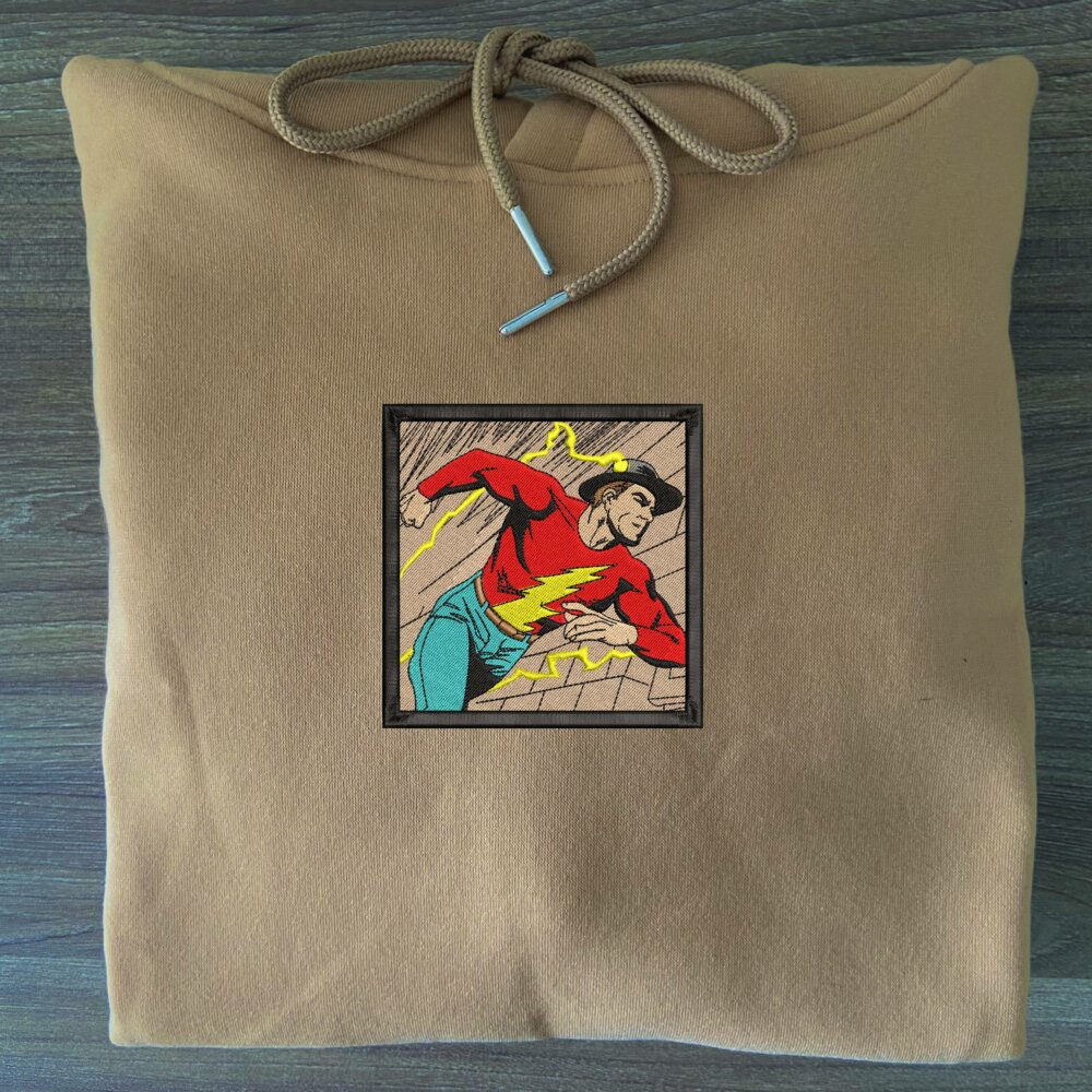 Golden Age The Flash Art Embroidered Hoodie Sand (3)