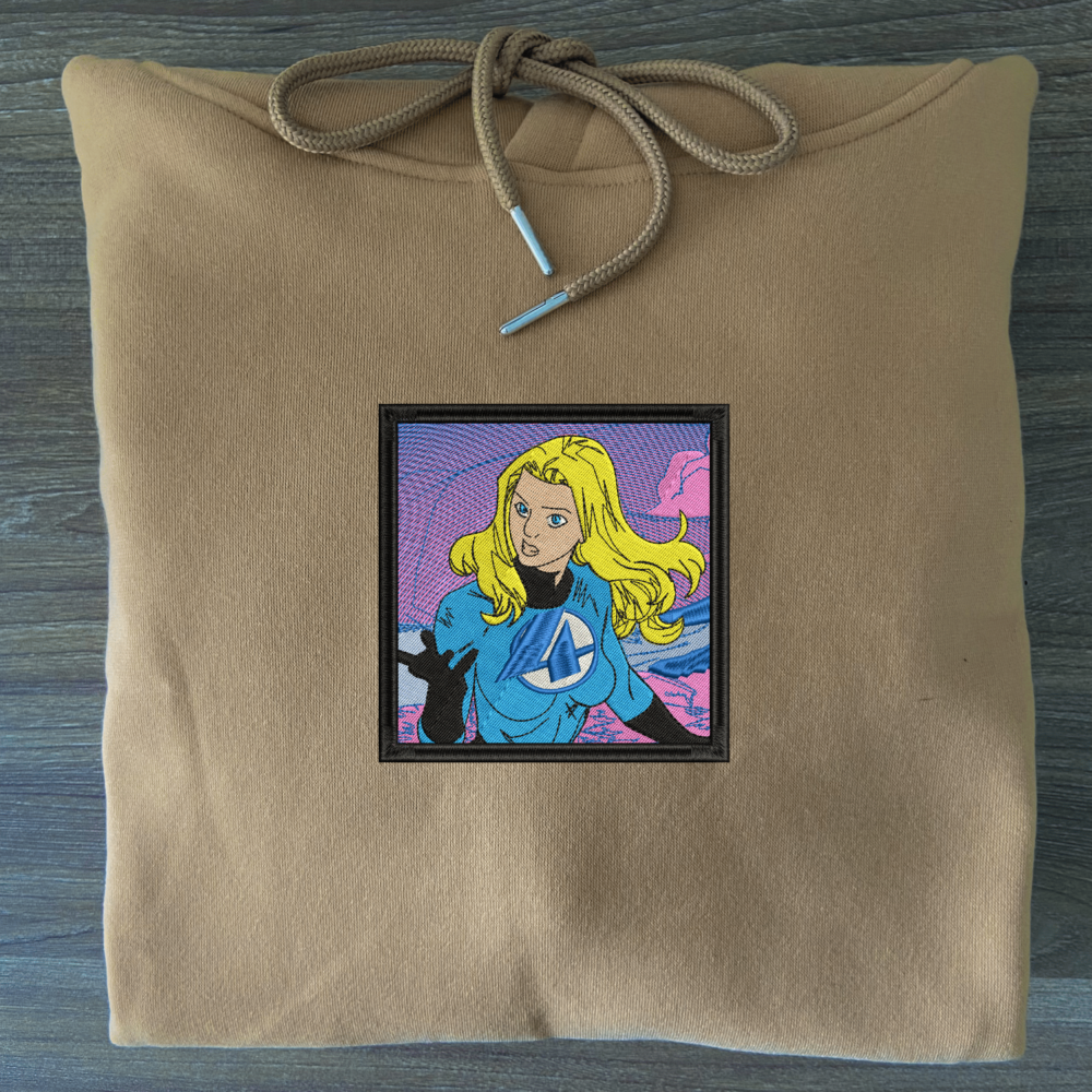 Invisible Woman Art Embroidered Hoodie Sand (3)