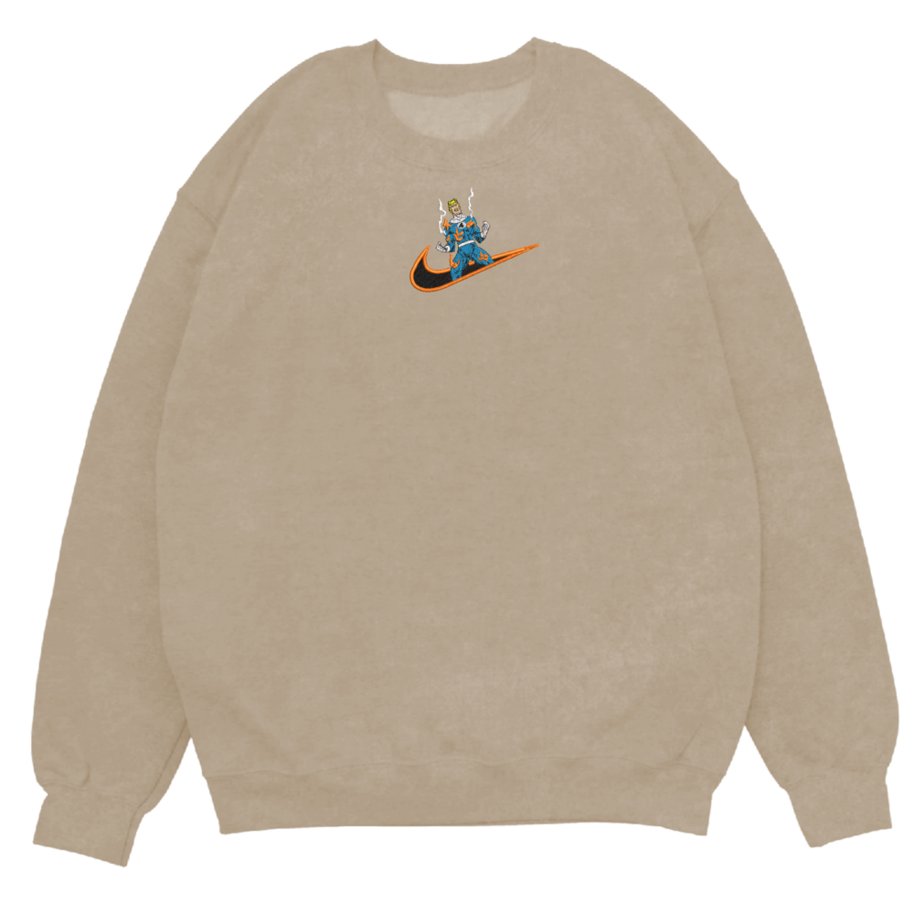 Flame on Embroidered Sweatshirt Sand