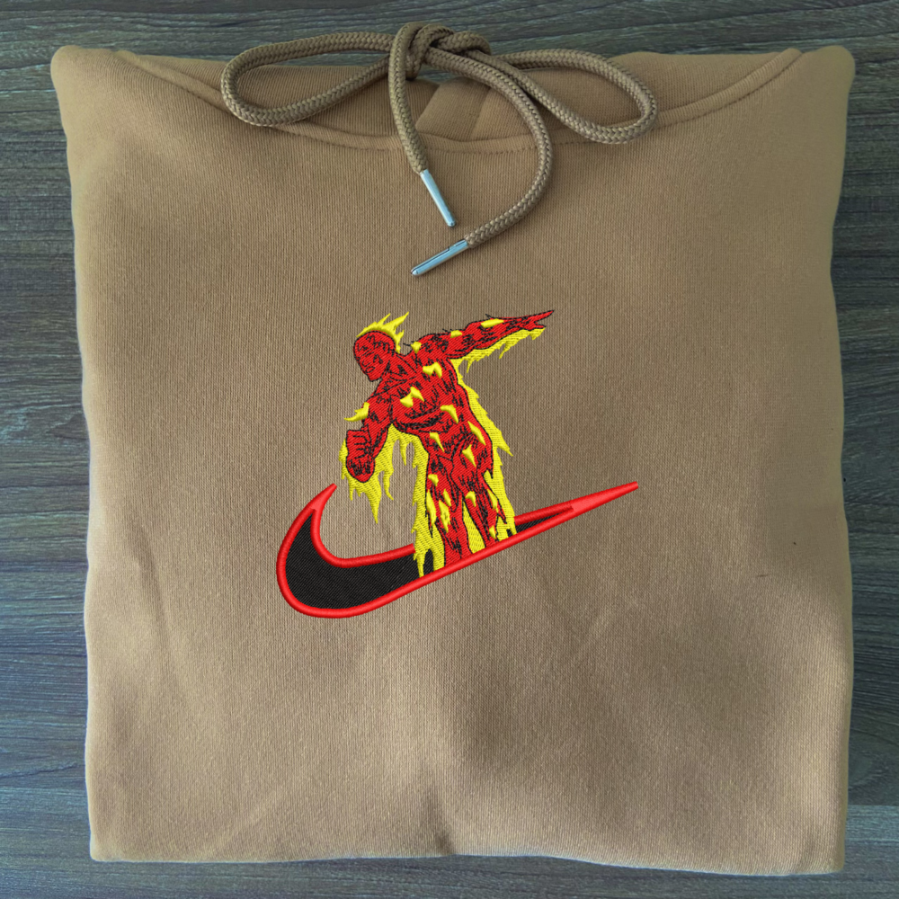 Human Torch Embroidered Hoodie Sand (1)