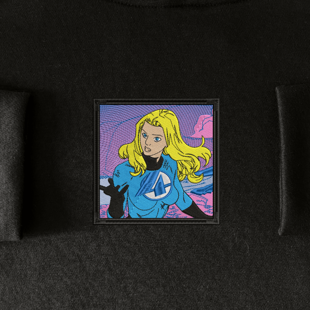 Invisible Woman Art Embroidered Hoodie Black (1)