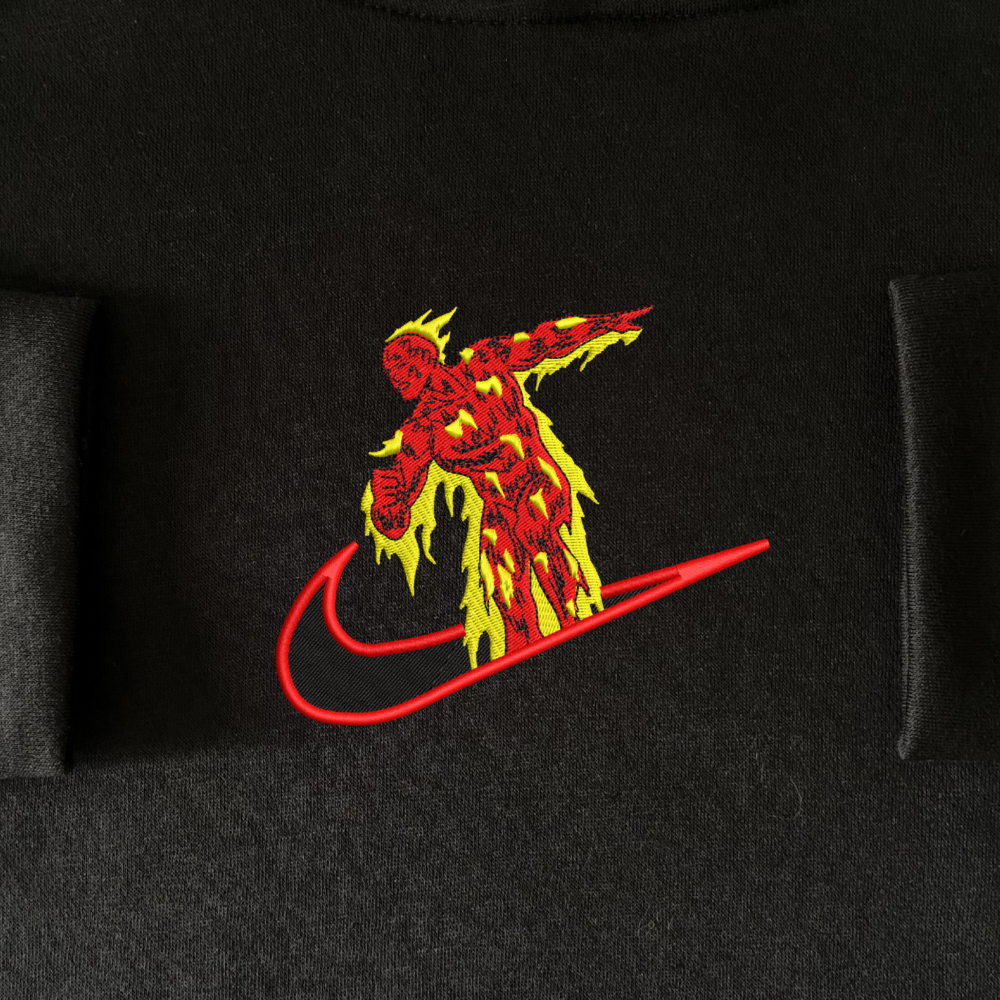 Human Torch Embroidered Hoodie Black (1)