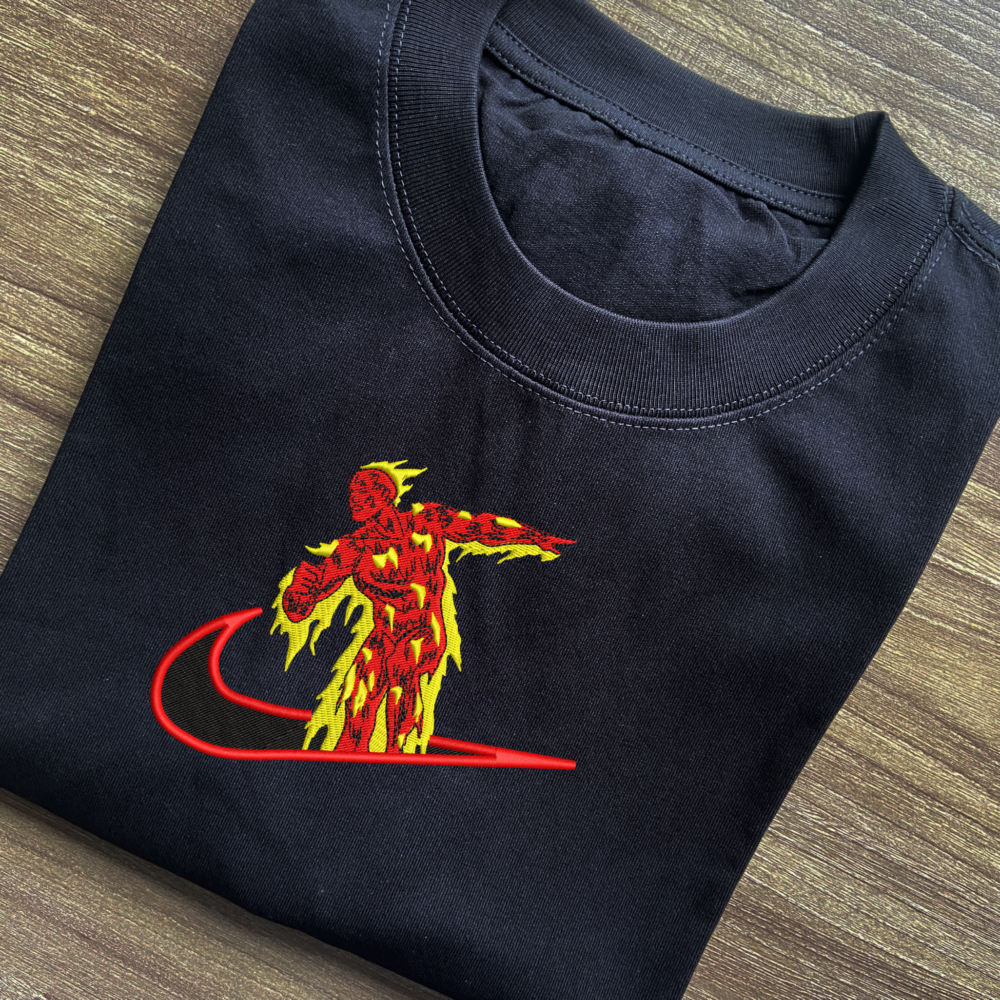 Human Torch Embroidered T shirt (1)