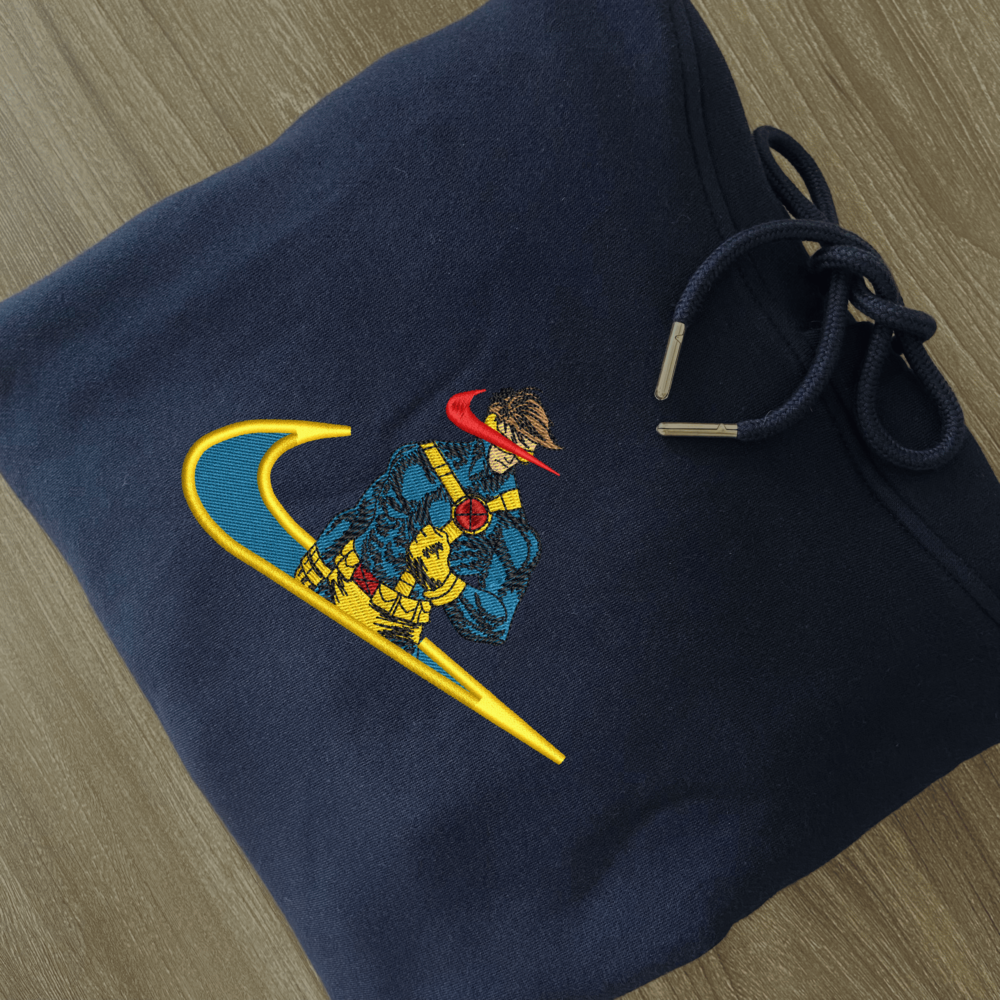 Cyclops Beam Embroidered Hoodie Navy (2)