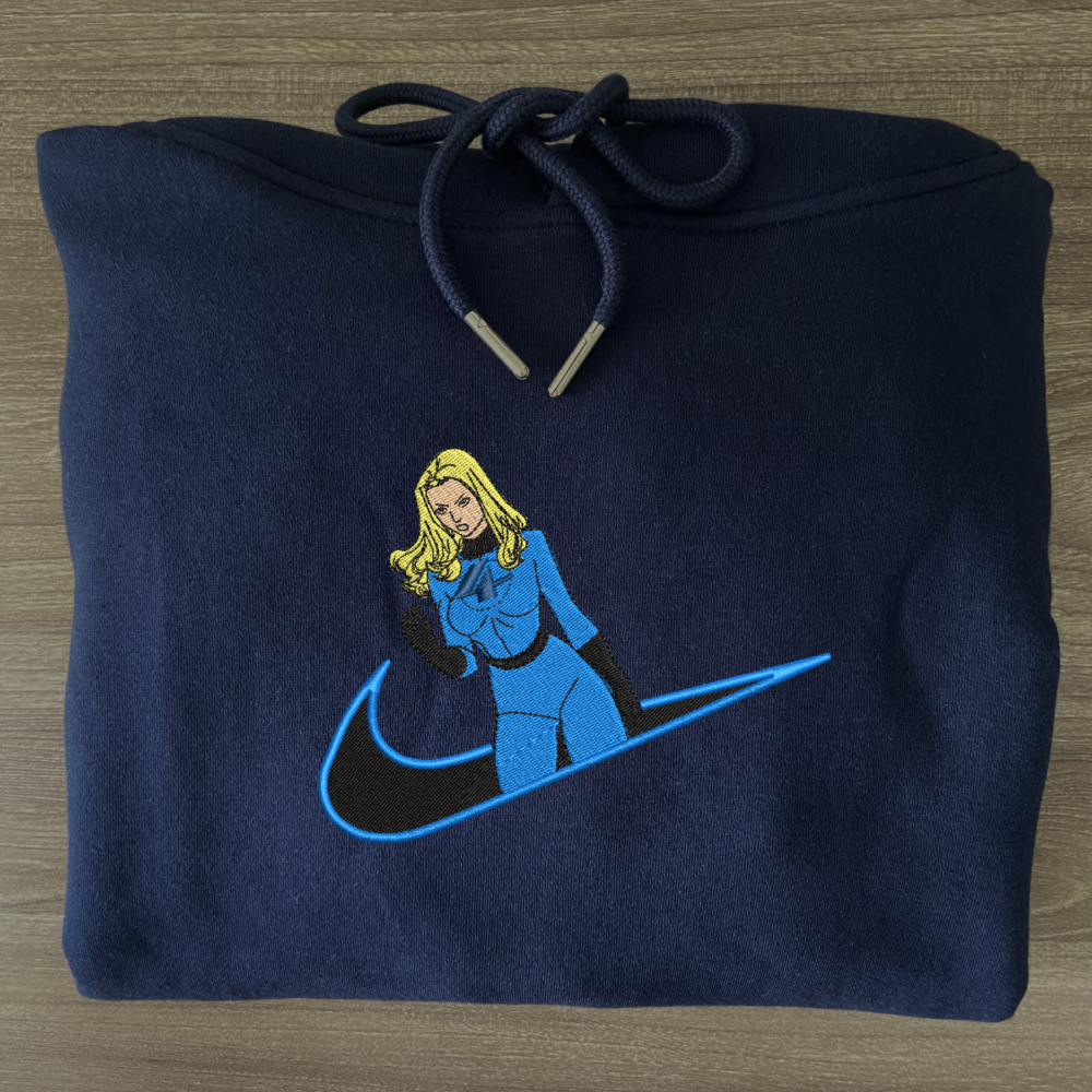 Invisible Woman Embroidered Hoodie Navy (5)