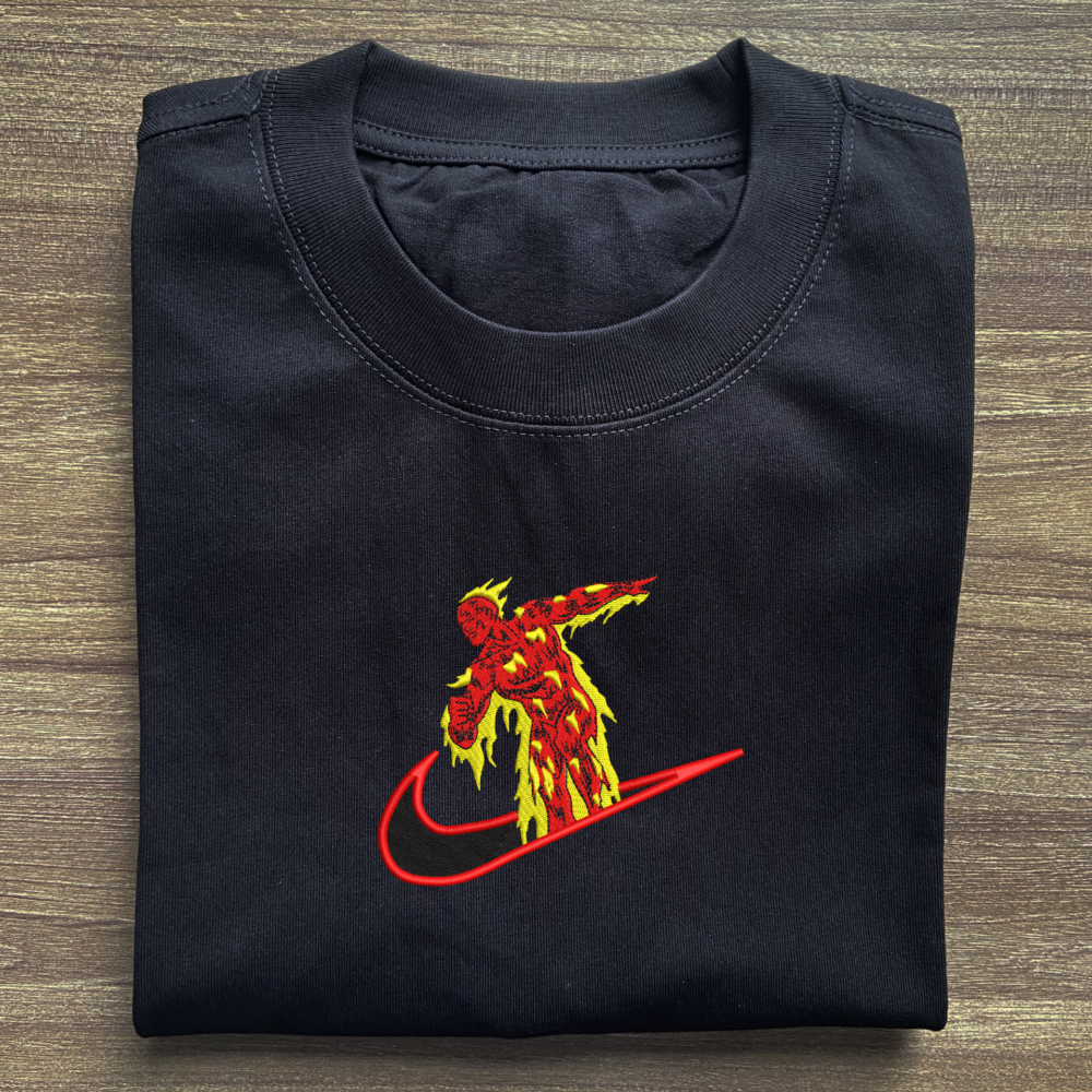 Human Torch Embroidered T shirt (2)