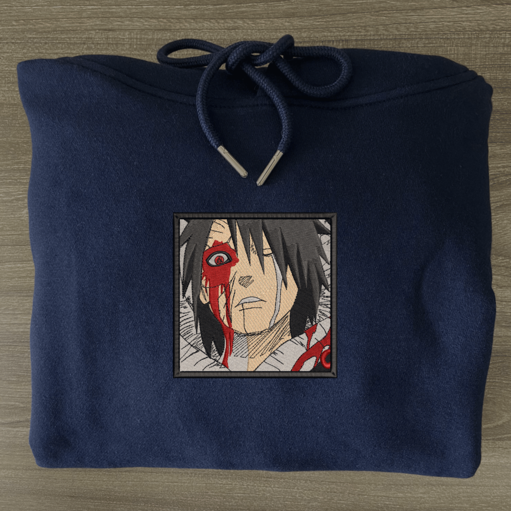 Obito's Rage Art Embroidered Hoodie Navy (3)