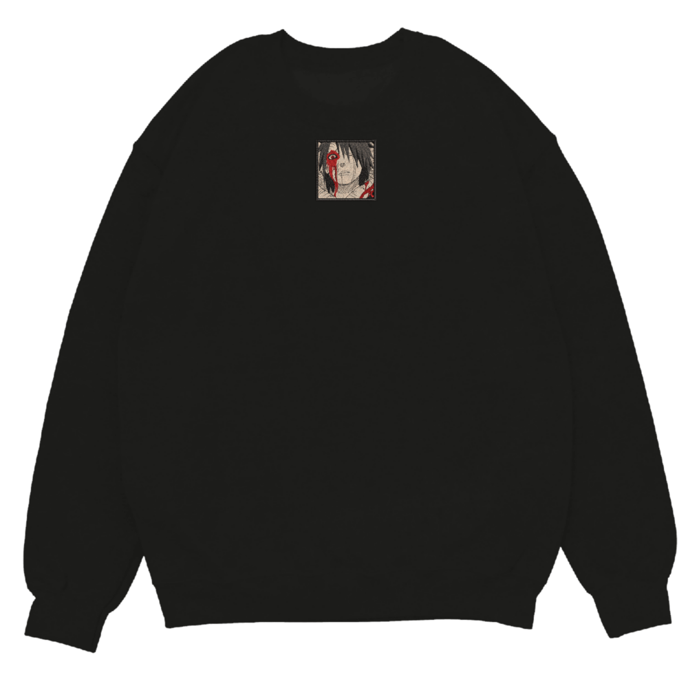 Obito's Rage Art Embroidered Sweatshirt Black