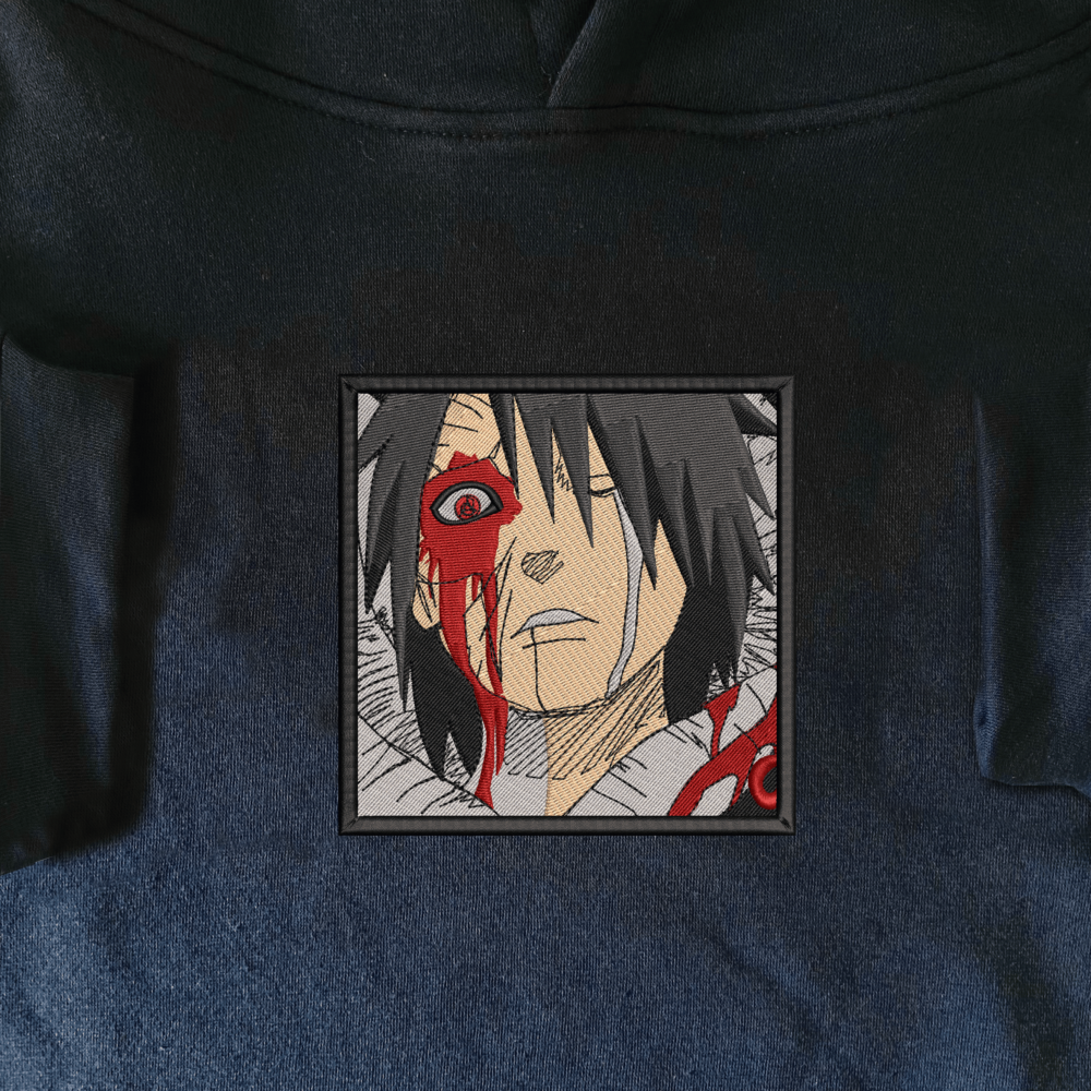 Obito's Rage Art Embroidered Hoodie Navy (1)