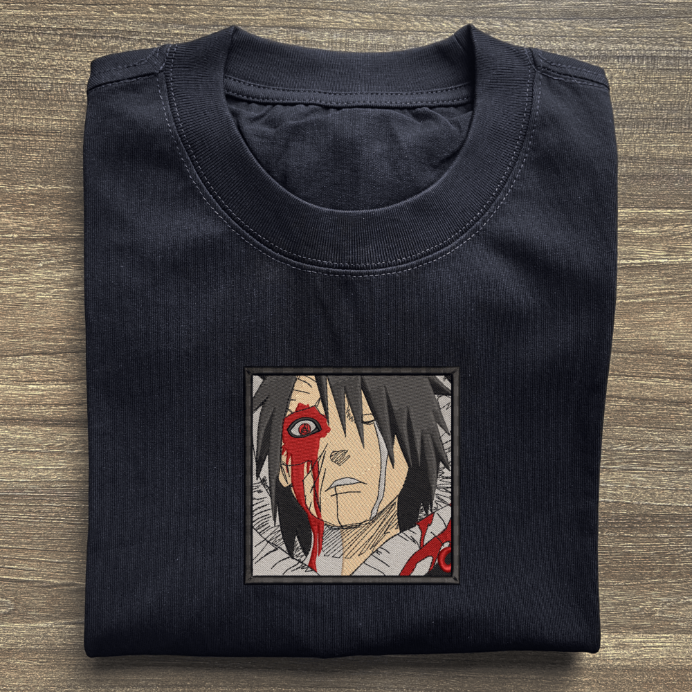 Obito's Rage Art Embroidered Black T shirt (2)