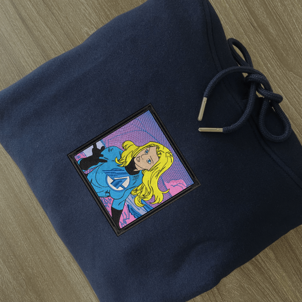 Invisible Woman Art Embroidered Hoodie Navy (2)