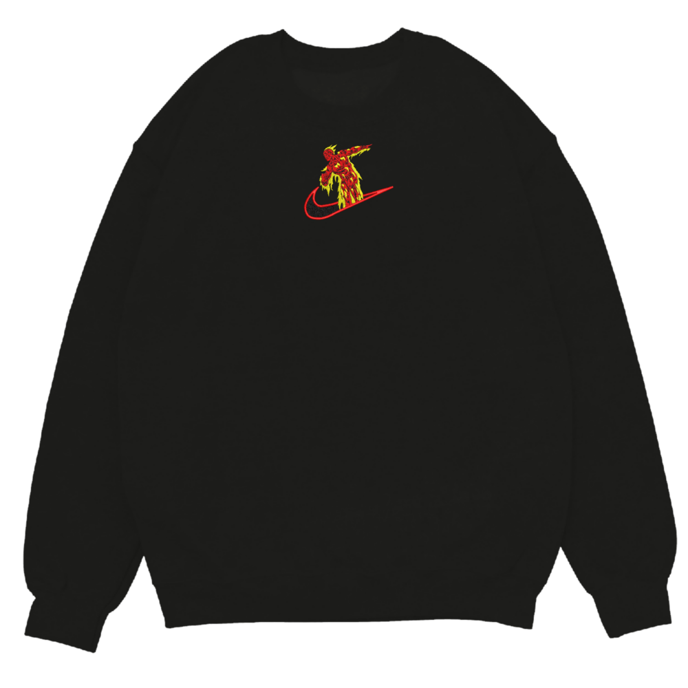 Human Torch Embroidered Sweatshirt Black