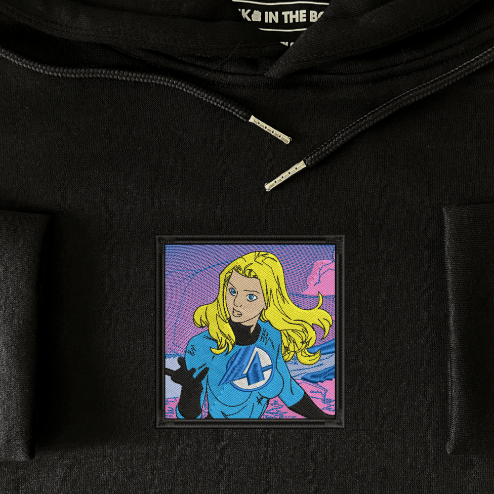 Invisible Woman Art Embroidered Hoodie Black (4)