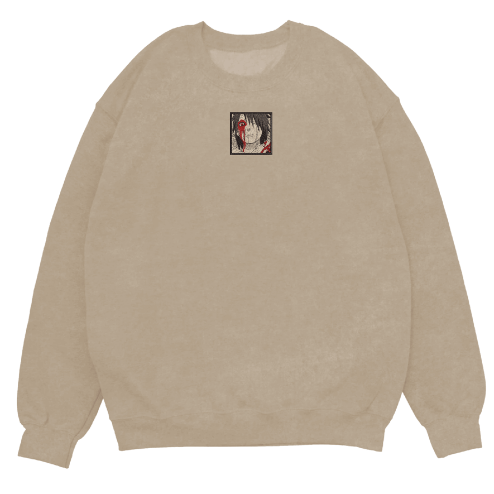 Obito's Rage Art Embroidered Sweatshirt Sand