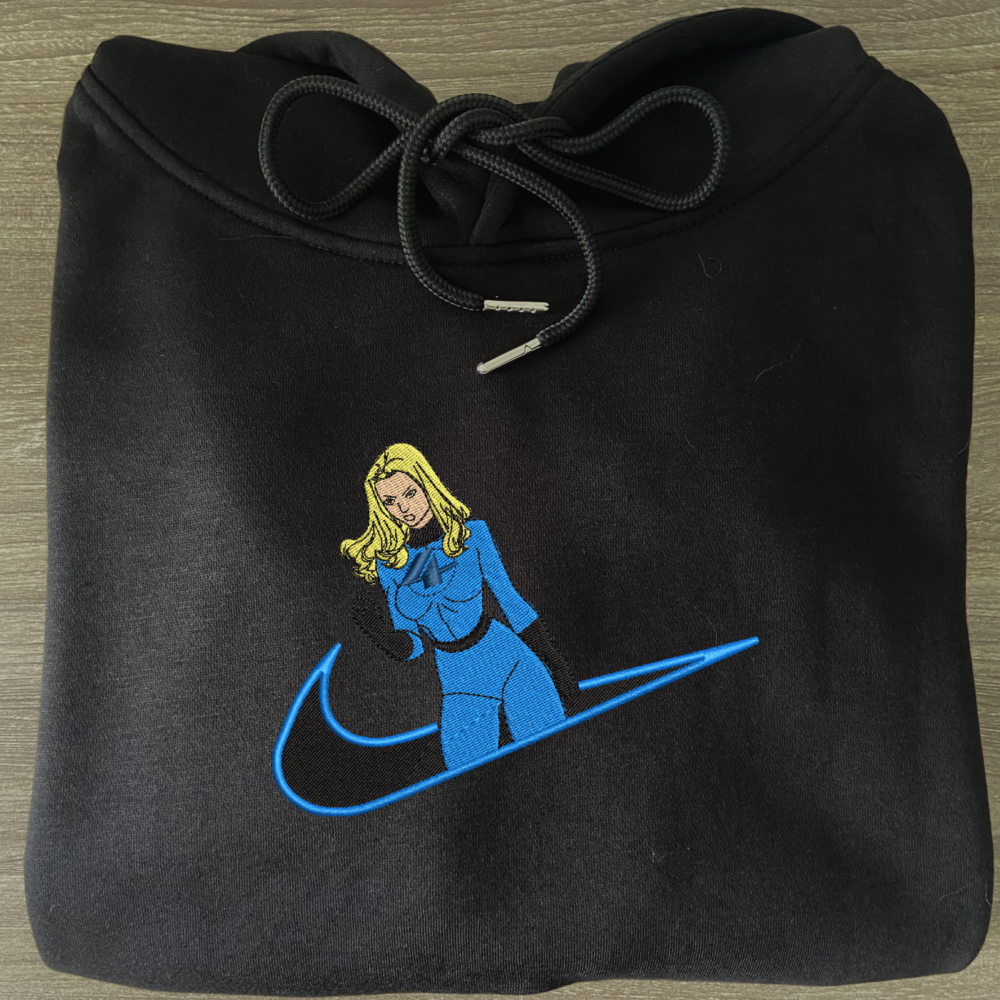 Invisible Woman Embroidered Hoodie Black (3)