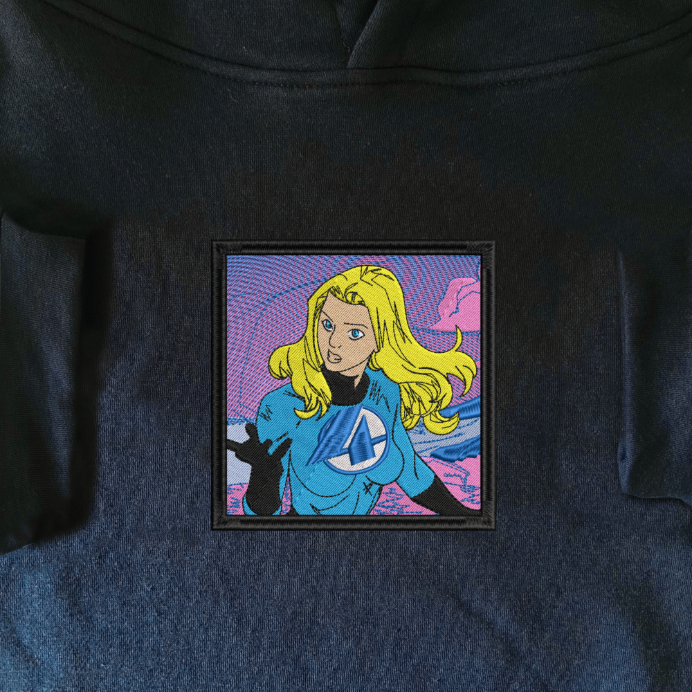 Invisible Woman Art Embroidered Hoodie Navy (1)