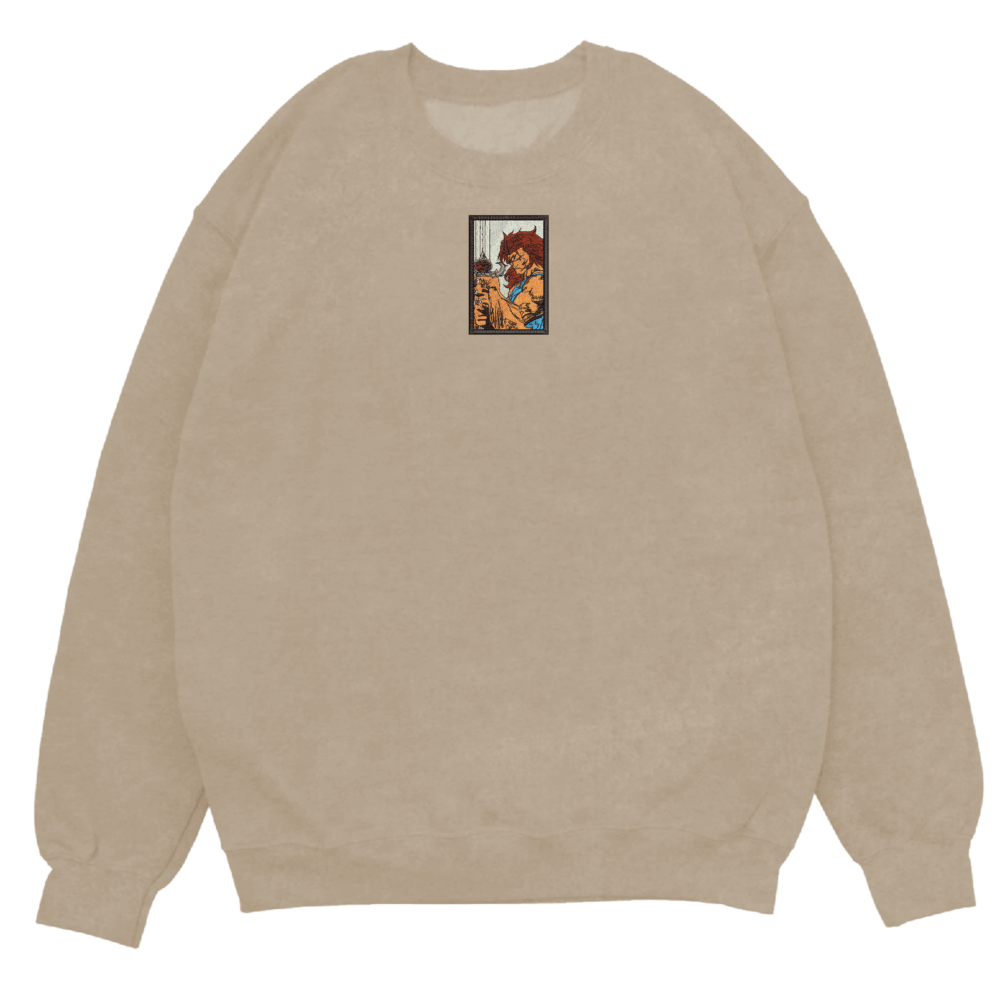 Lightning Feline Embroidered Sweatshirt Sand