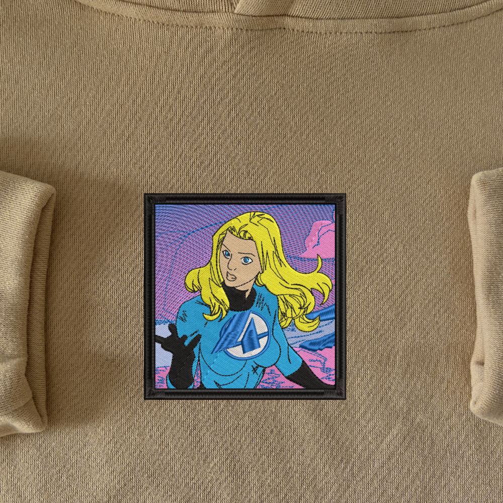 Invisible Woman Art Embroidered Hoodie Sand (1)