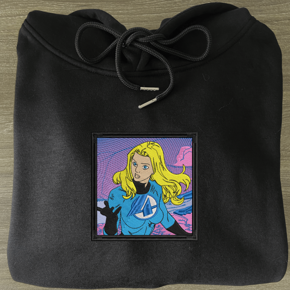 Invisible Woman Art Embroidered Hoodie Black (3)