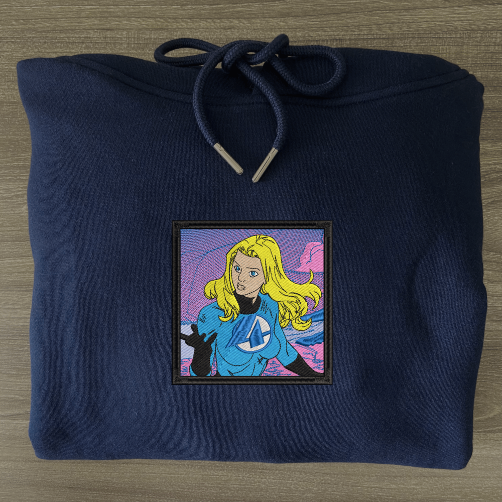 Invisible Woman Art Embroidered Hoodie Navy (3)