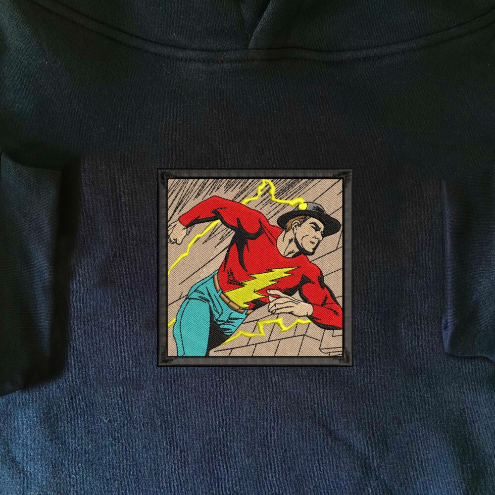 Golden Age The Flash Art Embroidered Hoodie Navy (1)