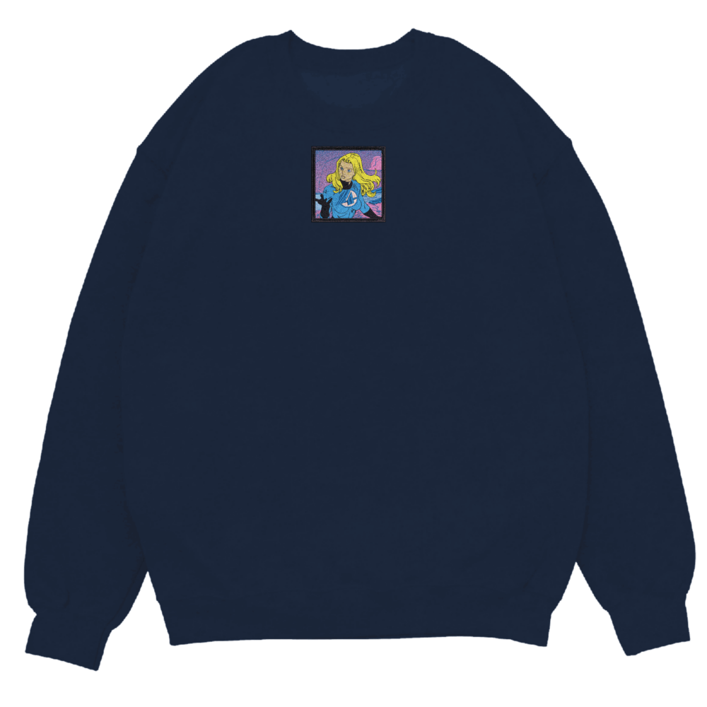 Invisible Woman Art Embroidered Sweatshirt Navy