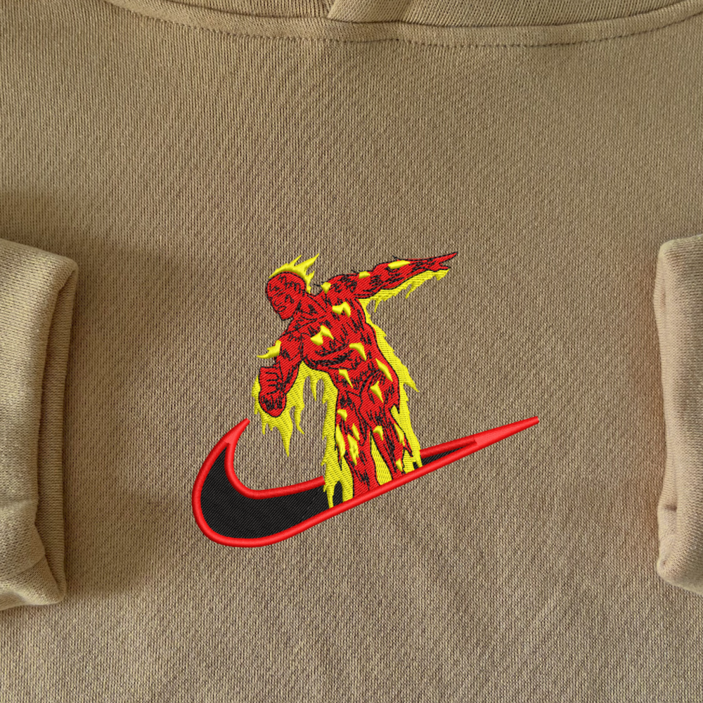 Human Torch Embroidered Hoodie Sand (2)