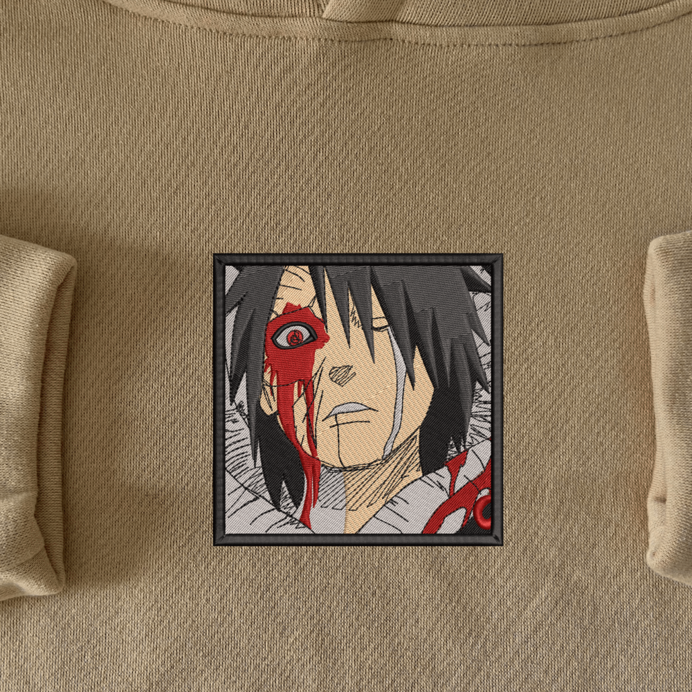 Obito's Rage Art Embroidered Hoodie Sand (1)