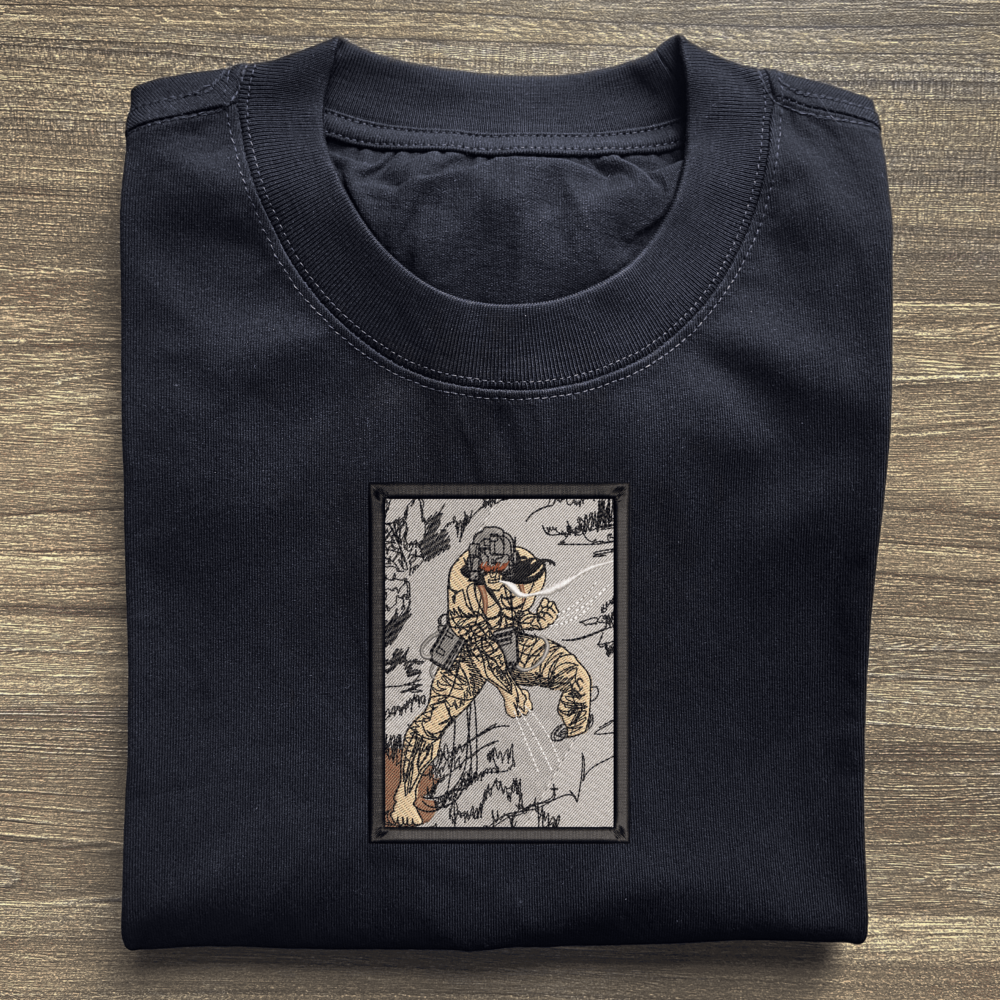 weapon X wolverine Art Embroidered Black T shirt (2)