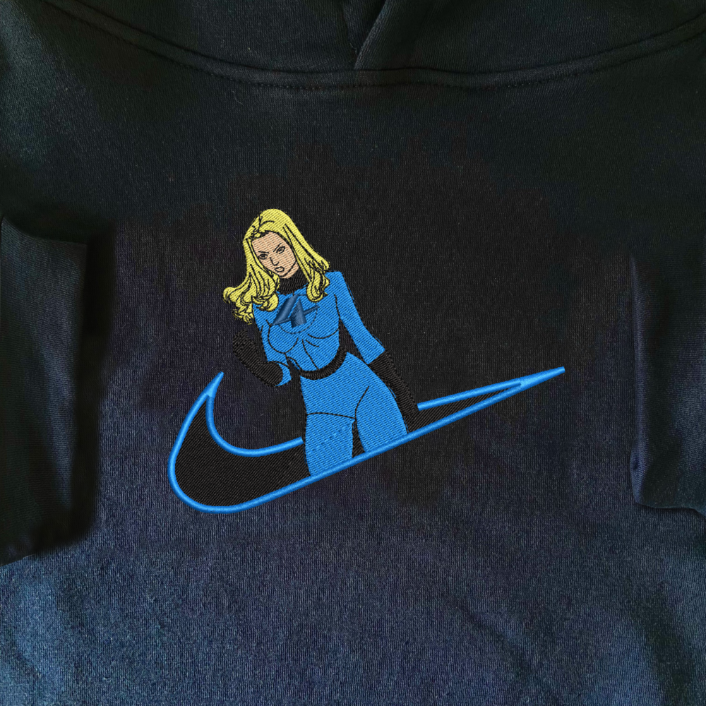 Invisible Woman Embroidered Hoodie Navy (1)