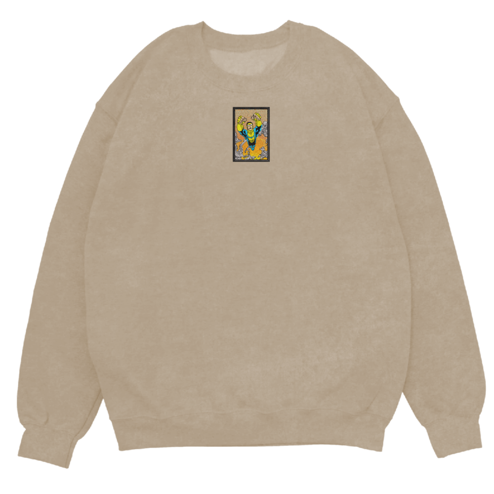 Unbeatable Hero Art Embroidered Sweatshirt Sand