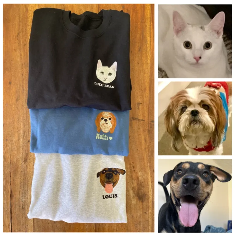 Custom Pet From Your Photo Embroidered Sweatshirt