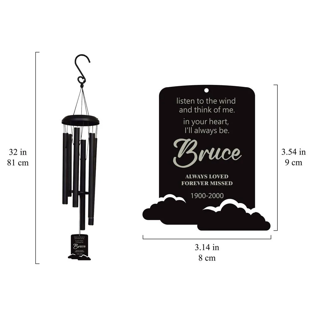 Personalized Listen to the Wind Memorial Chime, Cloud Rectangle Personalized Memorial Wind Chime
