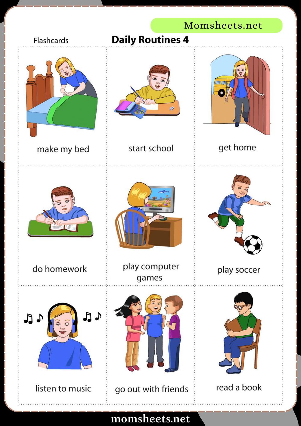 Daily Activities Flashcards ESL worksheets
