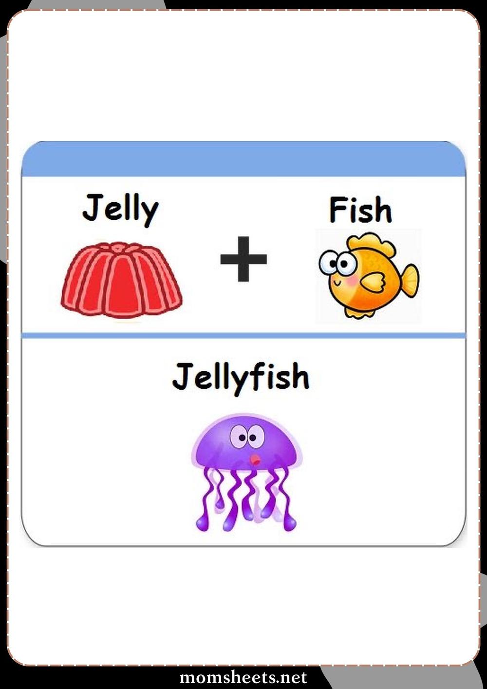 Jellyfish compound word Flashcard worksheets